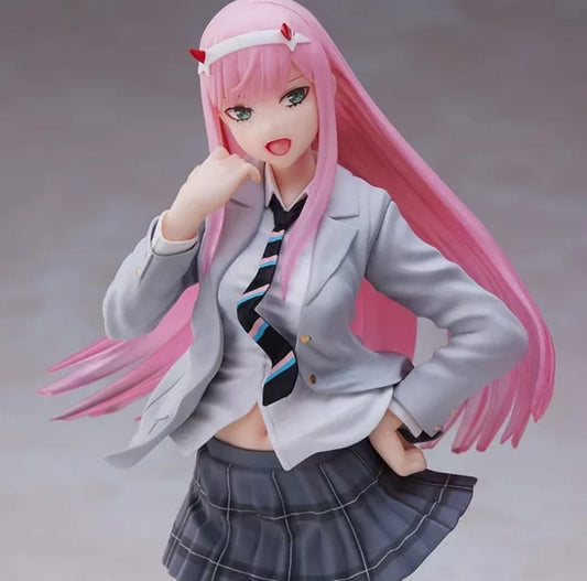 Darling in the franx National Team zero Two JK School Uniform Cartoon Cartoon Model American Girl High 18cm Doll Hand Ornaments Around the Gift Model